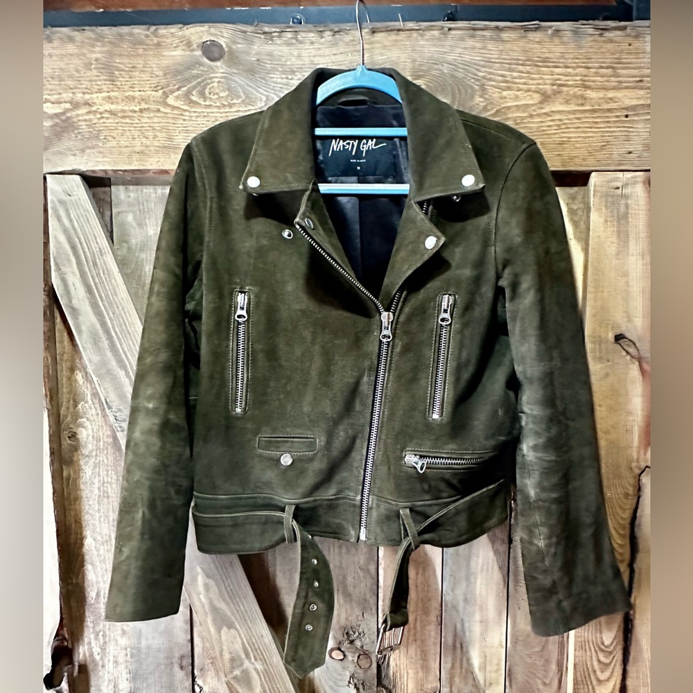 Nasty Gal faux suede moto jacket - M
